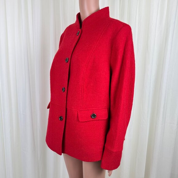 Women's Talbots Plus Mid Length Boucle Wool Blend Coat Jacket Sz 14W Bright Red - Picture 5 of 14